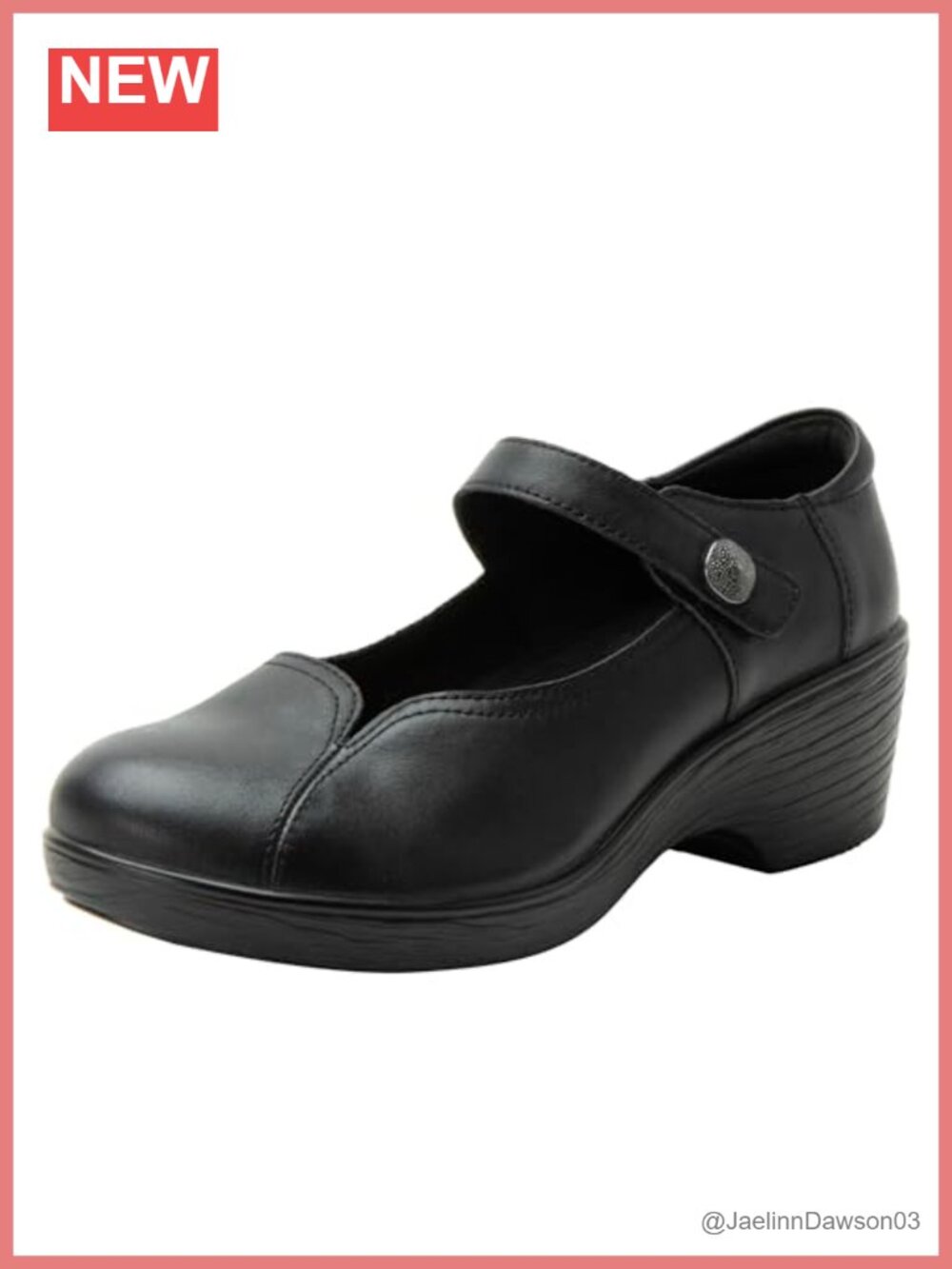 Leather Cut-Out Maryjane Low Wedge Heels Comfortable Slip-Resistant